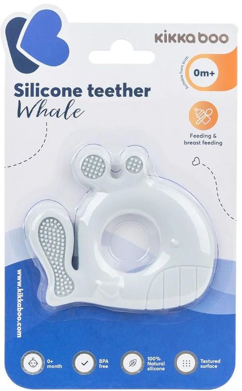 купить Игрушка-прорезыватель Kikka Boo 31303020048 Inel gingival din silicon Whale albastru в Кишинёве 