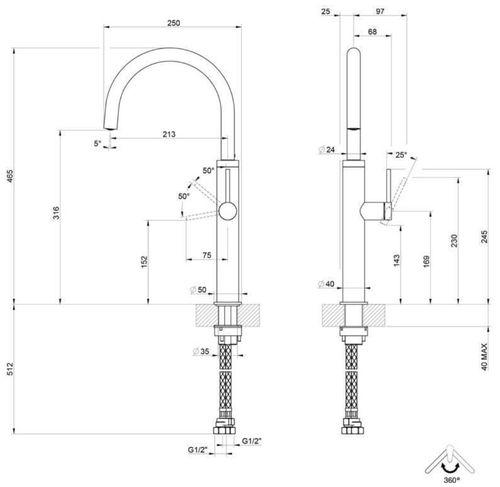 купить Смеситель кухонный Gessi 60212-708 Gessi 316 Copper Brushed PVD в Кишинёве 