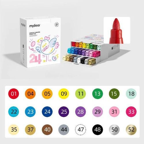 купить Набор для творчества Mideer MD1257 Set de markere acrilice cu vârf rotund, 24 culori в Кишинёве 
