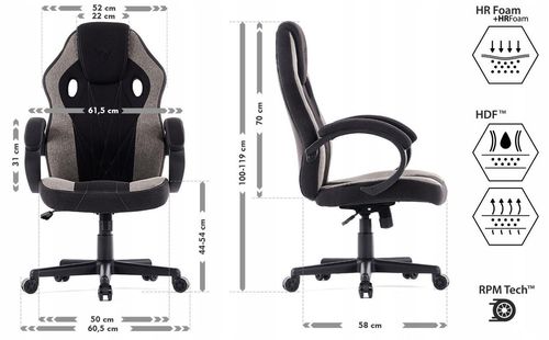 купить Офисное кресло Sense7 Prism Fabric Black and Gray в Кишинёве 