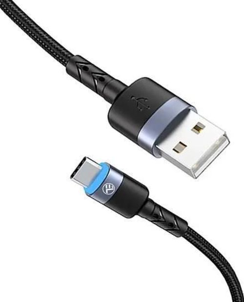 cumpără Cablu telefon mobil Tellur TLL155314 Cable USB - Type-C, cu LED, Nylon, 2m, Black în Chișinău 