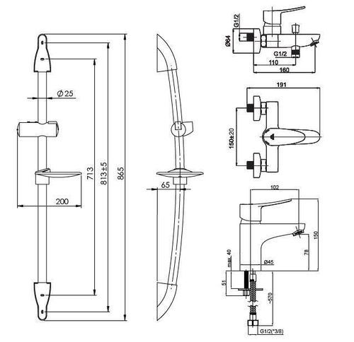 купить Набор для душа Rubineta Static + Acord-Aqua-PVC в Кишинёве 