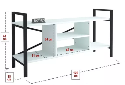cumpără Comodă TV Bofigo Comoda, cadru metalic, 120x36,5x62,5 cm, Alb (11-01-01) în Chișinău 