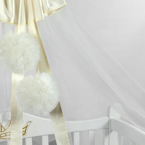 купить Кроватка PernaMea Baldachin Premium Pompom cu manjeta Ivory (PM.101301/5) в Кишинёве 