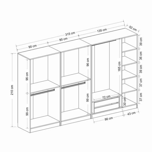 cumpără Dulap Trendy Kale Mebran-4776 315x210x52cm în Chișinău 