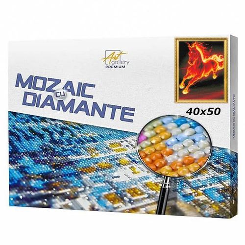cumpără Tablou pe numere Art Gallery GA87399 Mozaic cu diamante 40x50cm Cal inflacarat în Chișinău 
