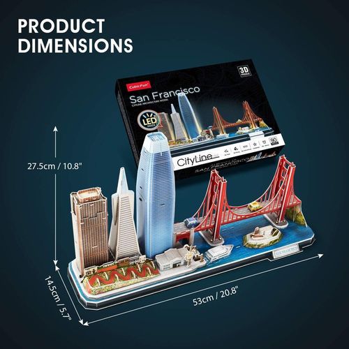 купить Конструктор Cubik Fun L524h 3D Puzzle San Francisco cu iluminare LED, 90 elemente в Кишинёве 