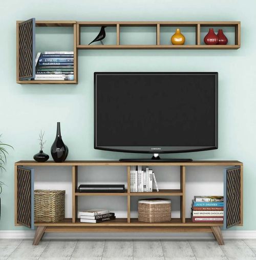 купить Стенка Trendy Inci, Nuc, Albastru 160x56x35cm в Кишинёве 