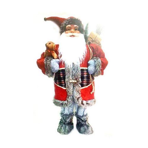 купить Новогодний декор Promstore 20209 Дед Мороз в красно-серой шубе с медведем 80cm в Кишинёве 