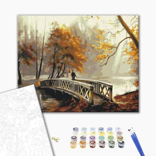 cumpără Tablou pe numere BrushMe BS52669 40x50cm (în cutie) Ceață de toamnă în Chișinău 