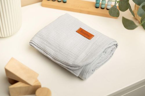 cumpără Lenjerie de pat pentru copii Sensillo 42800 Покрывaло муслин 75x100 Grey în Chișinău 