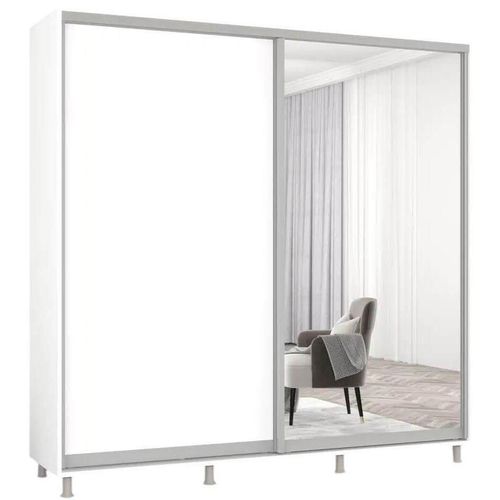 cumpără Dulap Mobildor-Lux Aron-S uși glisante din oglindă și PAL (190x60x240H cm) Alb Brilliant în Chișinău 