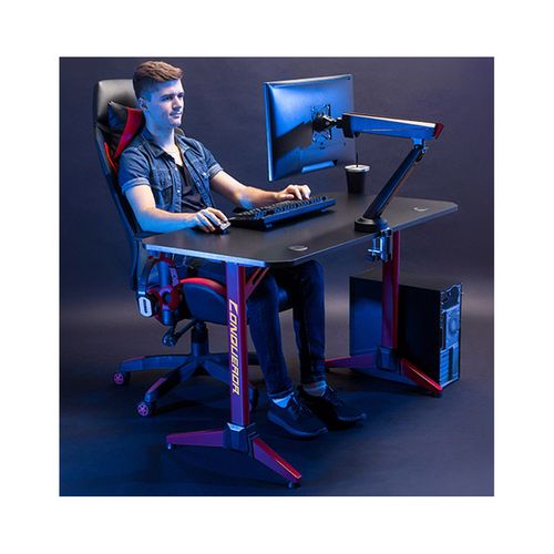 cumpără Masa gaming LUMI GMD03-1 Conqueror Gaming Desk with RGB Lighting, Black/Red, 1200x600mm, Weight Capacity 100Kg, Multi-Color Gradient Breathing LED Light (Birou Gaming) XMAS în Chișinău 