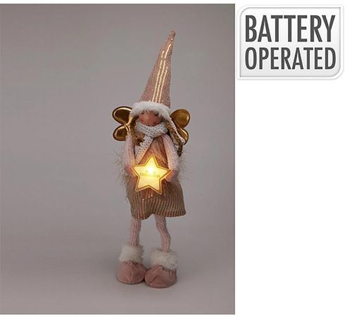 купить Новогодний декор Promstore 34293 Suvenir LED Înger cu stea, 55cm, roz в Кишинёве 