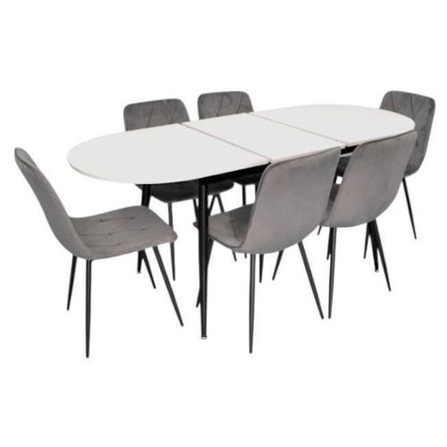 купить Комплект стол и стулья Evelin di Costacurta стол DT-533R B + 6 стульев YTC-080B Blu-14 (Dark grey) в Кишинёве 
