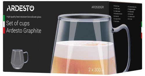 купить Чашка Ardesto AR2630GR Set cupe 2buc 300ml в Кишинёве 