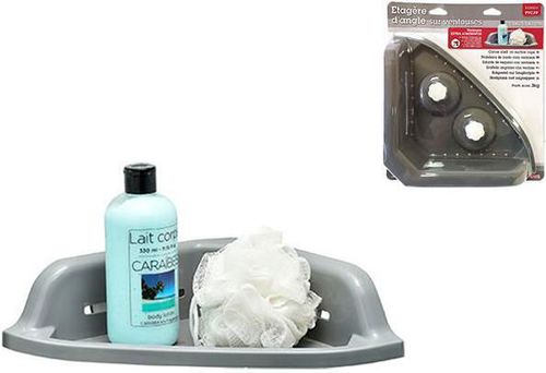 cumpără Raft de baie Promstore 46313 Полка угловая пластик на присосках Evideco 25x25x7cm, серая în Chișinău 