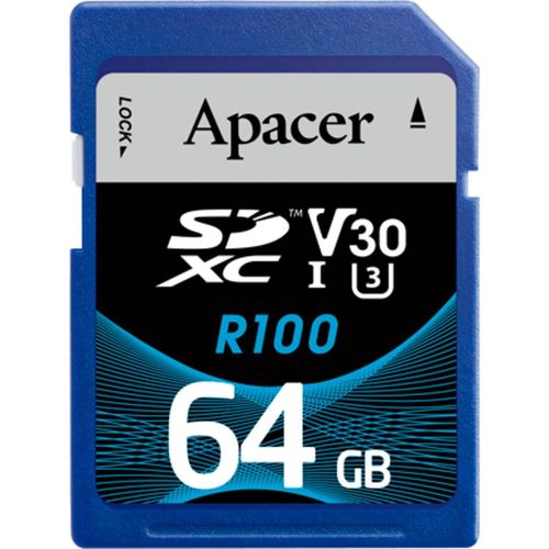 купить Флеш карта памяти SD Apacer AP64GSDHC10U7-R SDHC UHS-I U3 V30 R100 64GB RP в Кишинёве 