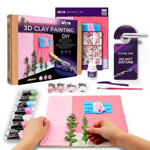 купить Набор для творчества Okto 10062 Tablou 3D cu plastilină aerată Air Clay 30x30сm: Dimineață Roz в Кишинёве 