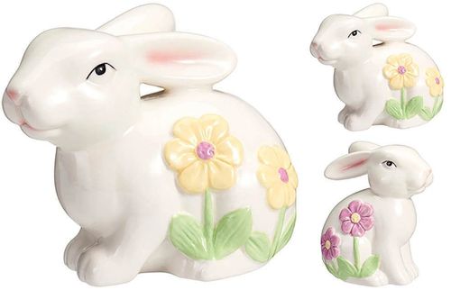 cumpără Decor Promstore 42563 Statueta Iepure cu flori, 13cm, portelan în Chișinău 