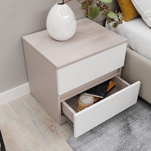 cumpără Noptieră Bayro Harmony 550x500x450 серый камень фасад белый în Chișinău 