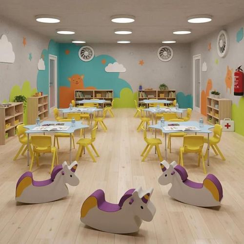 купить Детское кресло-качалка Tisam Единорог (балансир) 850х250х480мм, Крем/Фиолетовый (52200) в Кишинёве 