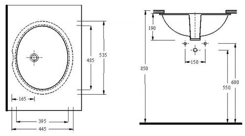 cumpără Lavoar Ege Vitrifye E91531 PINARA 535x445x190 mm în Chișinău 