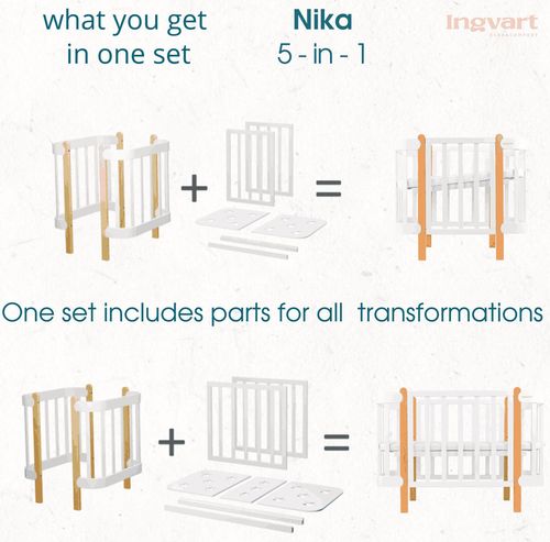 купить Кроватка Ingvart 45984520005 Nika, Alb 60x120cm в Кишинёве 