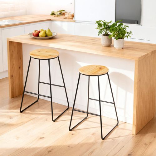 купить Барный стул Jumi FCM-598461 Scaun de bar din lemn, Oak Artisan/Negru в Кишинёве 