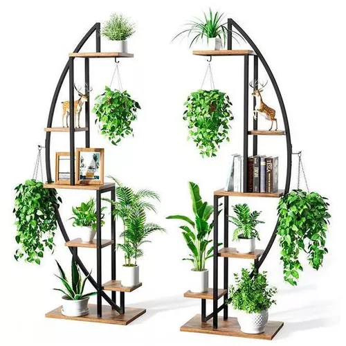 купить Подставка для цветов Mobildor-Lux Suport pentru plante Semilună cu iluminare, MDF/metal (negru/nuc) в Кишинёве 