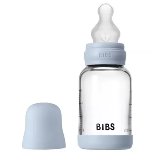 купить Поильник BIBS 50191231 Biberon din sticla anticolici Baby Blue cu tetina din silicon 0+ luni, 120ml в Кишинёве 