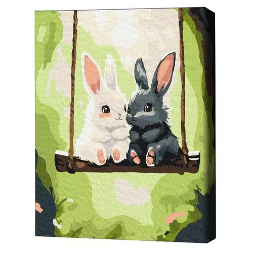 купить Картина по номерам BrushMe KBS0198FC 30x40 сm (fără cutie) Iepurașii pe leagăn в Кишинёве 