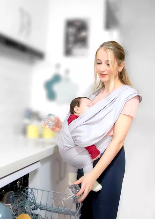 cumpără Marsupiu pentru copii BabyJem 734 Sistem de purtare wrap elastic pentru bebelusi Gri în Chișinău 