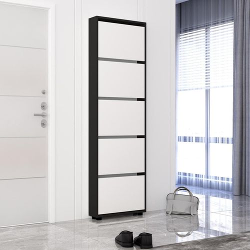 купить Полка для обуви Mobildor-Lux Leo Slim 100x16x203H cm Anthracite/White в Кишинёве 