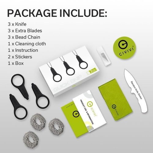 купить Нож походный Civivi C22022A-2 Quick Snip, mâner ABS, mini, 3buc. в Кишинёве 