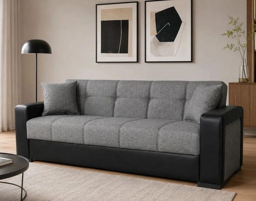 купить Диван Trendy Marmaris, extensibila cu lada de depozitare, 215x80x80cm, Gri/Negru в Кишинёве 