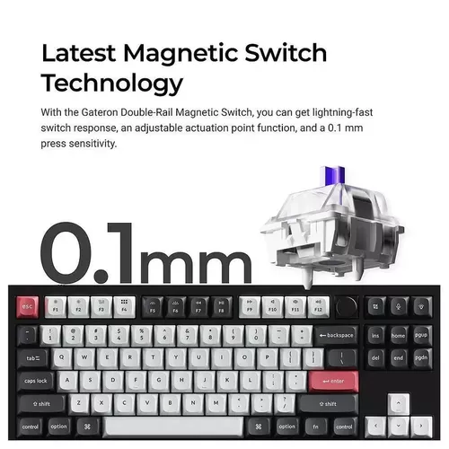 купить Клавиатура Keychron Q3 HE QMK Wireless Custom Full-Metal Mechanical Keyboard (Q3H-M1), Carbon Black в Кишинёве 