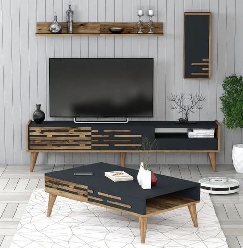 купить Стенка Trendy Valensiya Орех, Антрацит (комплект мебели для гостиной) (GTR001272) в Кишинёве 
