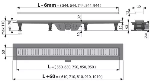 cumpără Trap de duș Alcaplast APZ10-750M комплект în Chișinău 