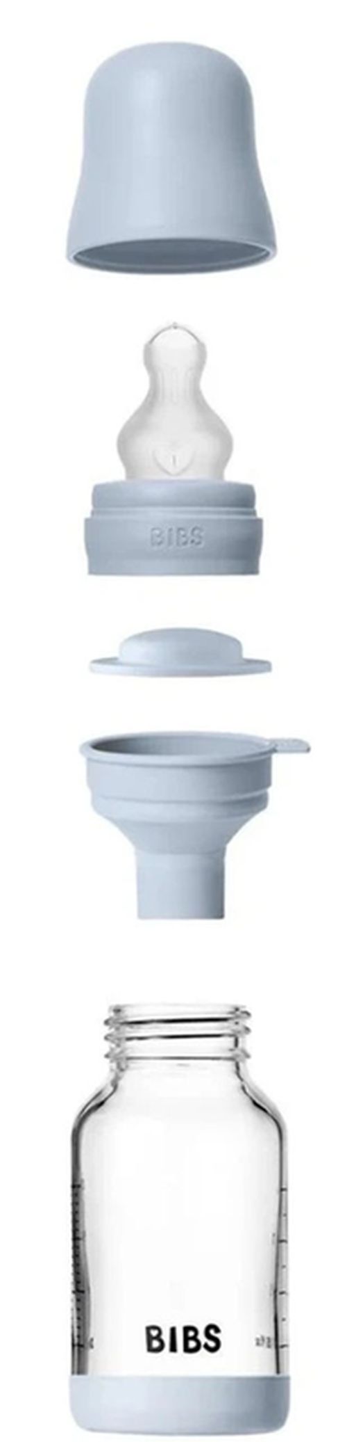 купить Поильник BIBS 50191231 Biberon din sticla anticolici Baby Blue cu tetina din silicon 0+ luni, 120ml в Кишинёве 