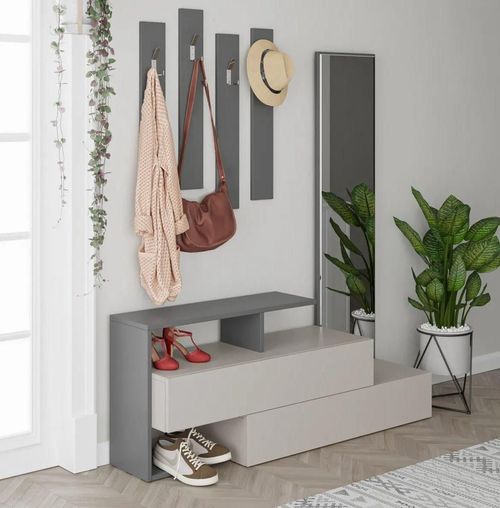 cumpără Mobilă pentru antreu Trendy Ramda Mocha Deschis, Antracit, 137x54x35cm (GTR001332) în Chișinău 