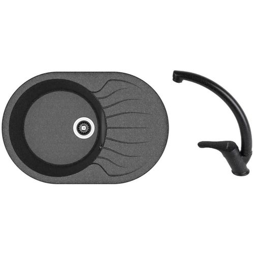 cumpără Chiuvetă bucătărie cu bateria Dr.Gans Berta 760 + SanDonna F 1069 negru în Chișinău 