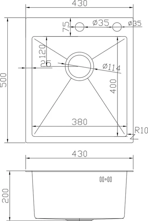 купить Мойка кухонная Fabiano 43x50cm Satin+baterie+dozator+cos в Кишинёве 