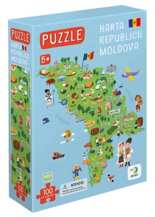 cumpără Puzzle Dodo 300634 Joc puzzle educațional Harta Moldovei, 100 piese în Chișinău 
