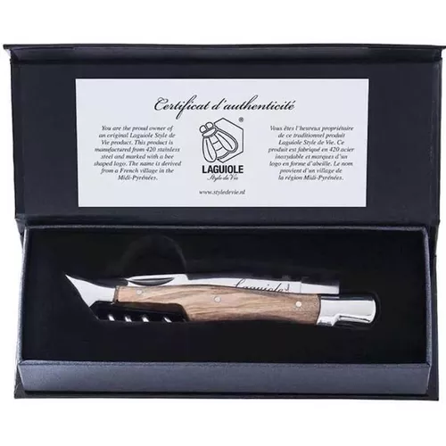 купить Нож походный Laguiole Luxury Line Pocket Knife Olive & Corkscrew in cutie lemn в Кишинёве 