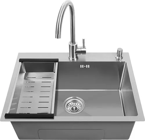 cumpără Chiuvetă bucătărie Fabiano 60x45 Satin+baterie+dozator+cos în Chișinău 