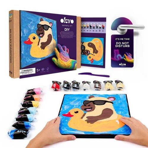 купить Набор для творчества Okto 20047 Pictură 3D pe numere cu plastilină aerată Air Clay 29x29сm: Capibara в Кишинёве 