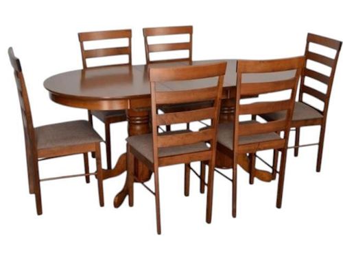 купить Комплект стол и стулья Evelin di Costacurta стол HV-31N Burnish Oak + 6 стульев GLORIA Burnish oak/Ekea12 Dark Brown в Кишинёве 