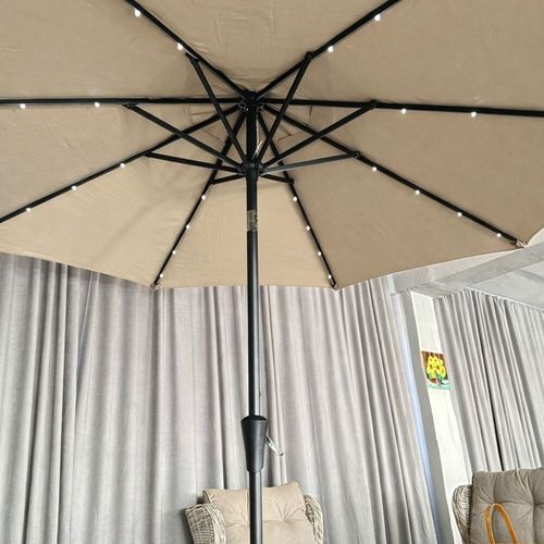 cumpără Umbrelă de gradină Hydro S 0431112 cu iluminare, pe picior, Bej în Chișinău 