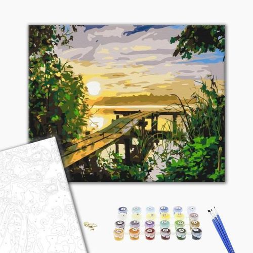 cumpără Tablou pe numere BrushMe RBS40457FC 30x40cm (fără cutie) Apus de soare pe râu în Chișinău 